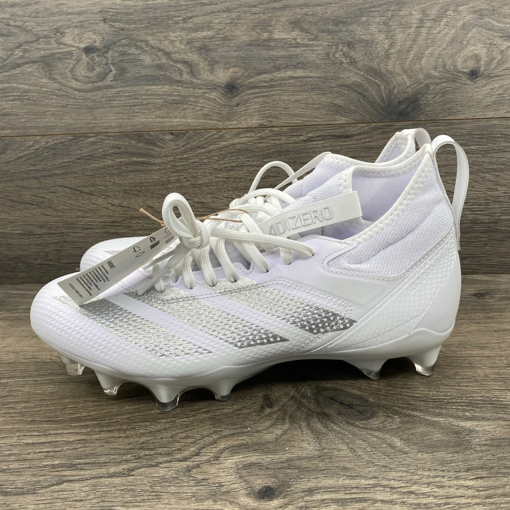 adidas Adizero Impact Football Cleats Mens 9 White Silver Metallic IH5957 NEW